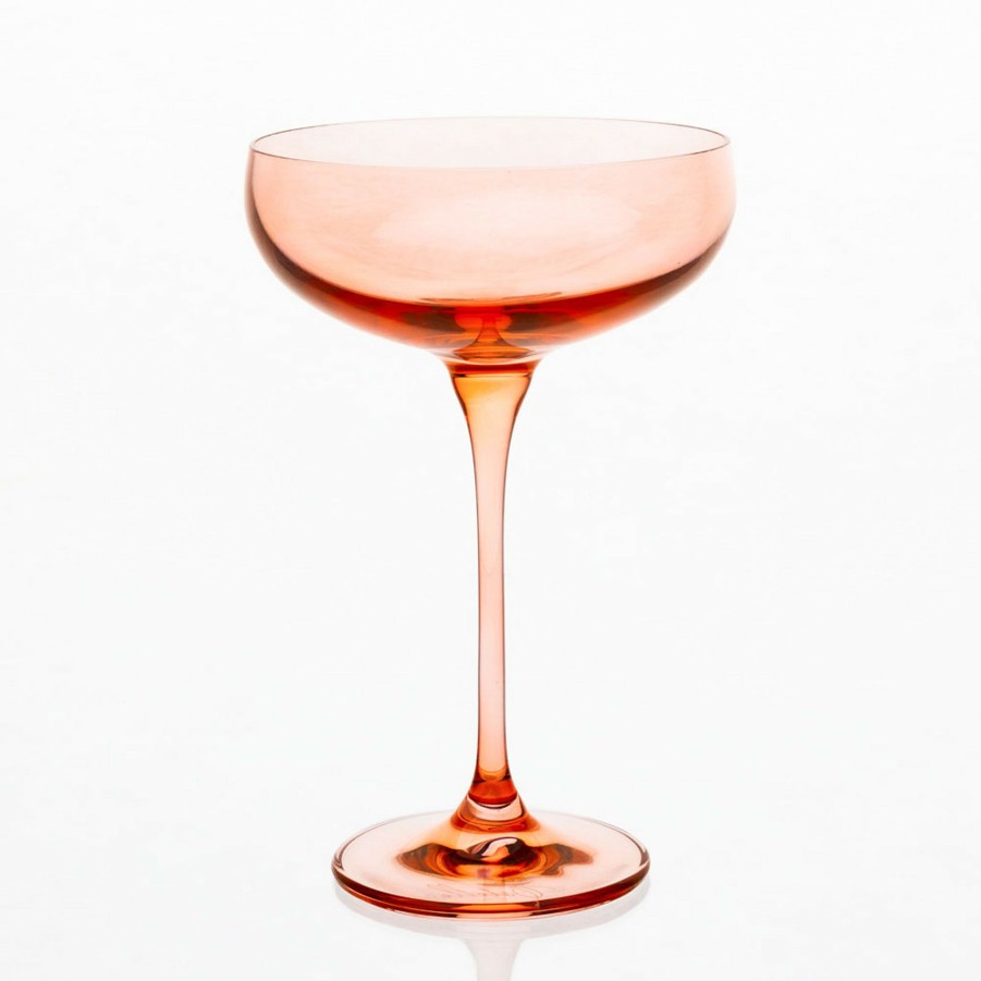 * Bar | Champagne Coupes In Blush (Set Of 6) By Estelle Colored Glass