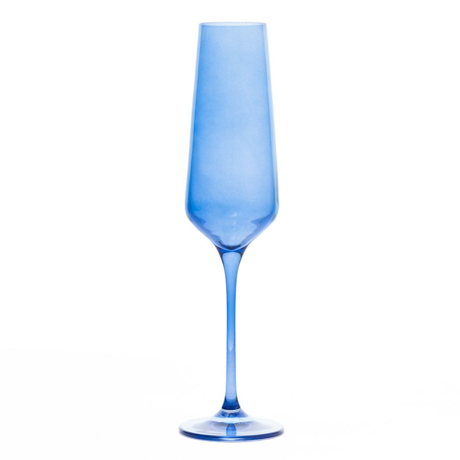 * Bar | Champagne Flutes In Cobalt Blue (Set Of 6) By Estelle Colored Glass