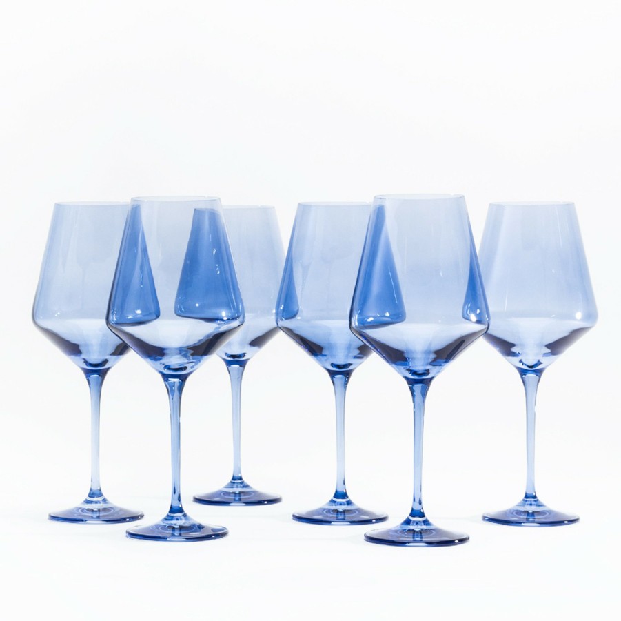 * Bar | Stemmed Wine Glasses In Cobalt Blue (Set Of 6) By Estelle Colored Glass