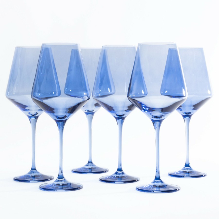 * Bar | Stemmed Wine Glasses In Cobalt Blue (Set Of 6) By Estelle Colored Glass