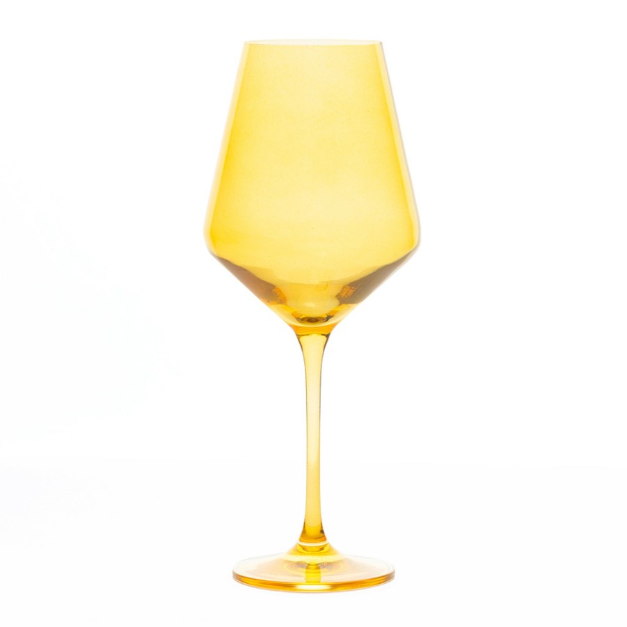 * Bar | Stemmed Wine Glasses In Yellow (Set Of 6) By Estelle Colored Glass