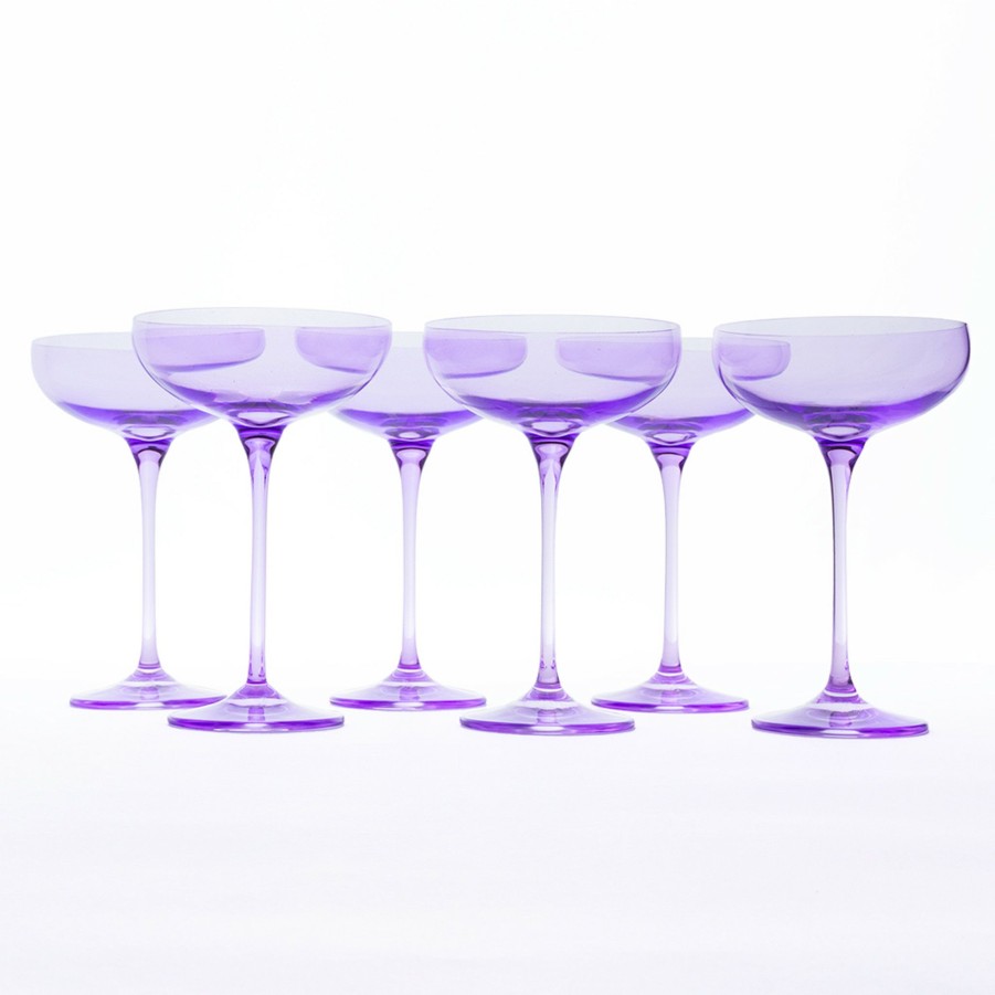 * Bar | Champagne Coupes In Lavender (Set Of 6) By Estelle Colored Glass