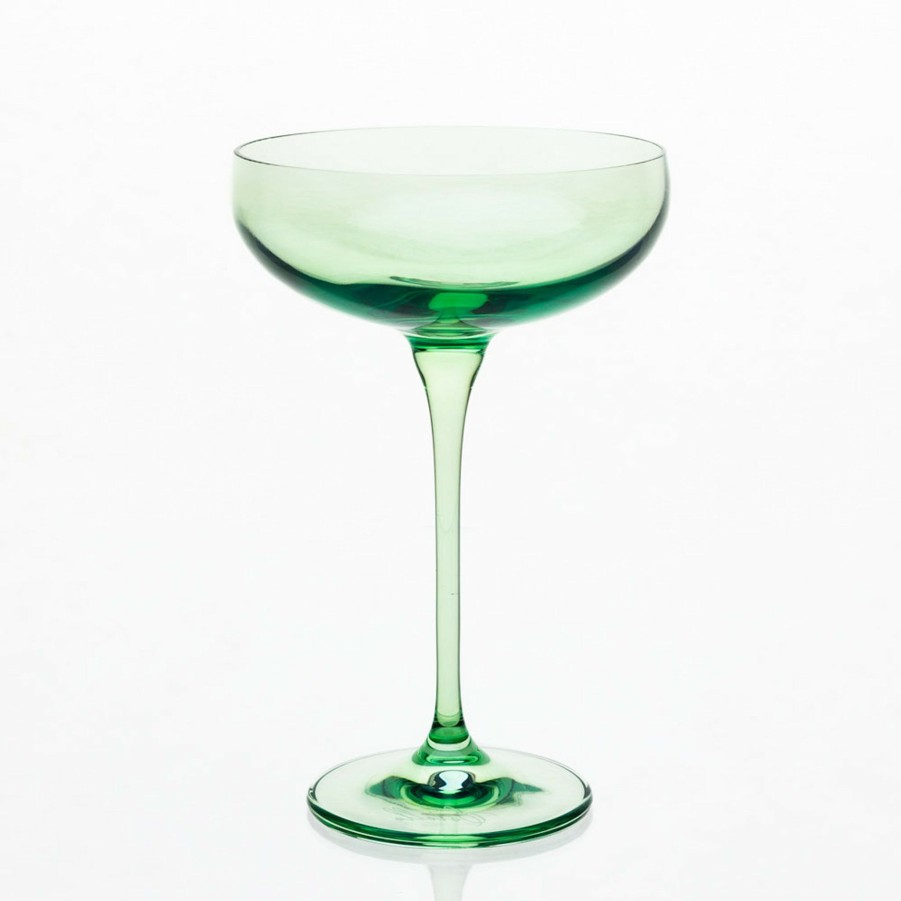 * Bar | Champagne Coupes In Mint (Set Of 6) By Estelle Colored Glass