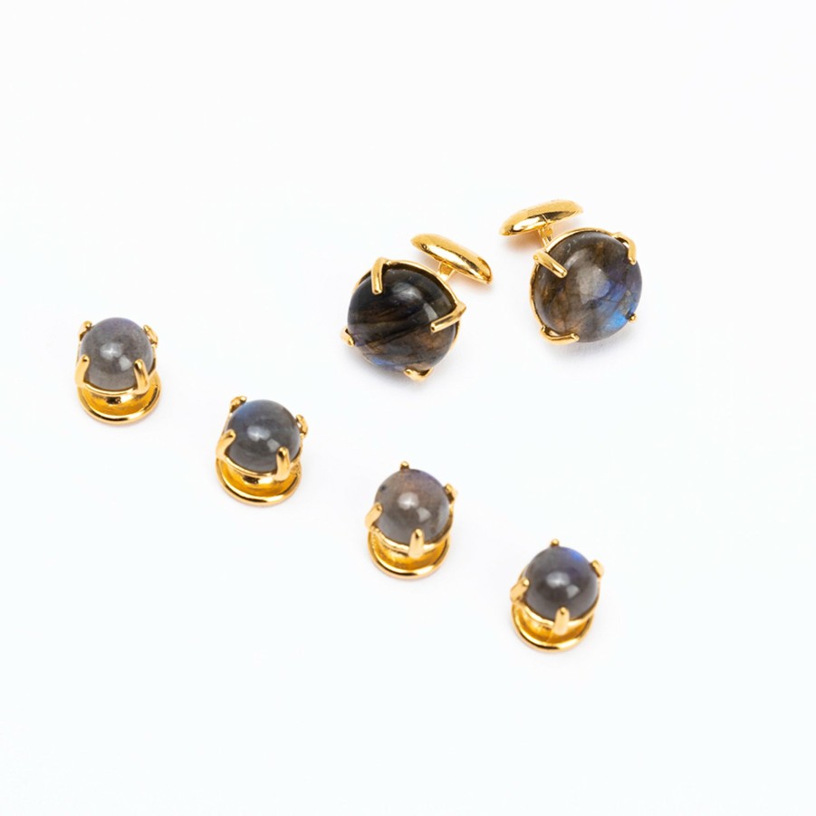 * Men'S Accessories | Labradorite Cabochon Stud Set By Hazel Smyth