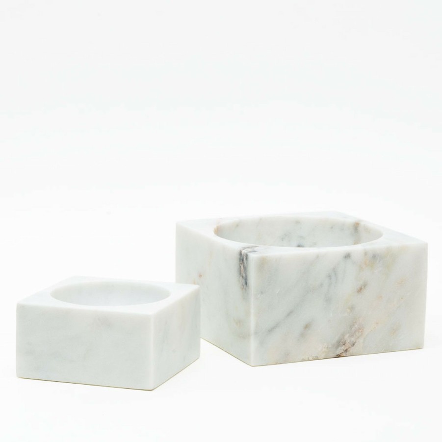 * Tabletop | White Marble Modernist Bowl By Sir/Madam