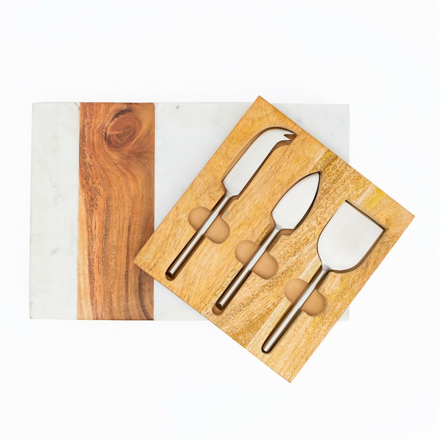 * Tabletop | Pavia Pocket Drawer Board With Matte Stainless Cheese Set By Be Home